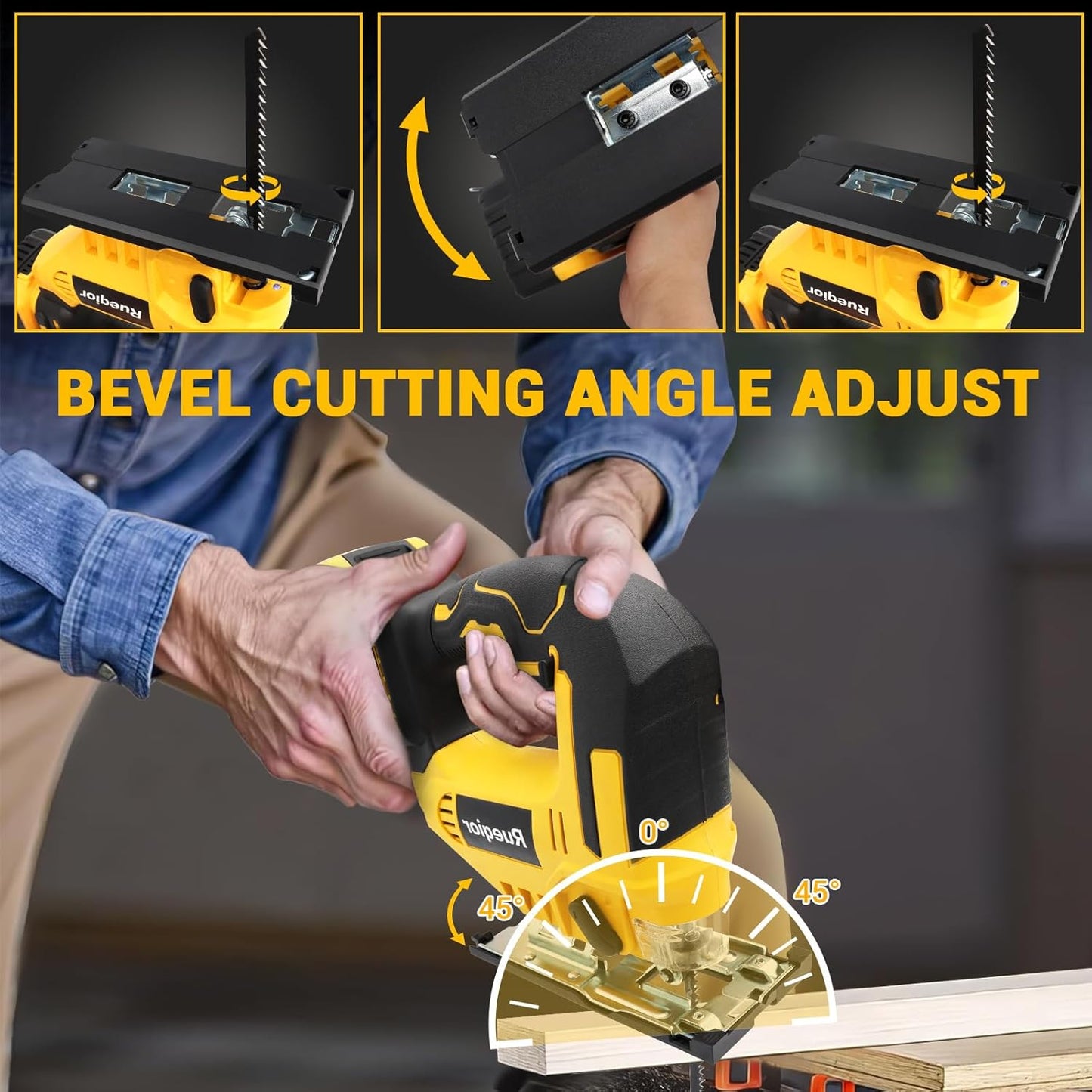 Cordless Jig Saw for DEWALT 20V MAX Battery, Brushless, 3000 RPM Variable Speed, 45° Bevel, 3 Orbital Modes, Includes Blades