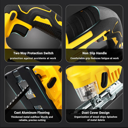 Cordless Jig Saw for DEWALT 20V MAX Battery, Brushless, 3000 RPM Variable Speed, 45° Bevel, 3 Orbital Modes, Includes Blades