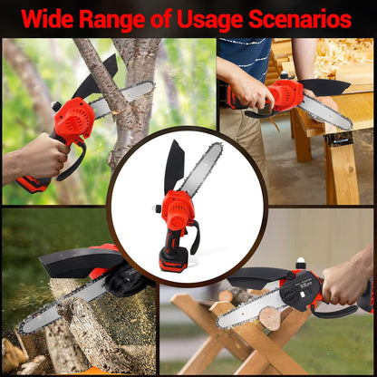 Mini Cordless Chainsaw for Milwaukee M18 Battery – 6" & 8" Brushless with Auto Oiler & Tool-Free Tensioner