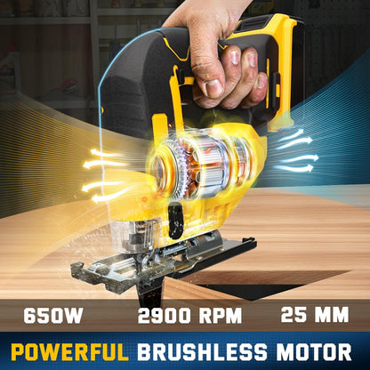 Cordless Jig Saw for DEWALT 20V MAX Battery, Brushless, 3000 RPM Variable Speed, 45° Bevel, 3 Orbital Modes, Includes Blades