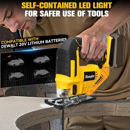 Cordless Jig Saw for DEWALT 20V MAX Battery, Brushless, 3000 RPM Variable Speed, 45° Bevel, 3 Orbital Modes, Includes Blades