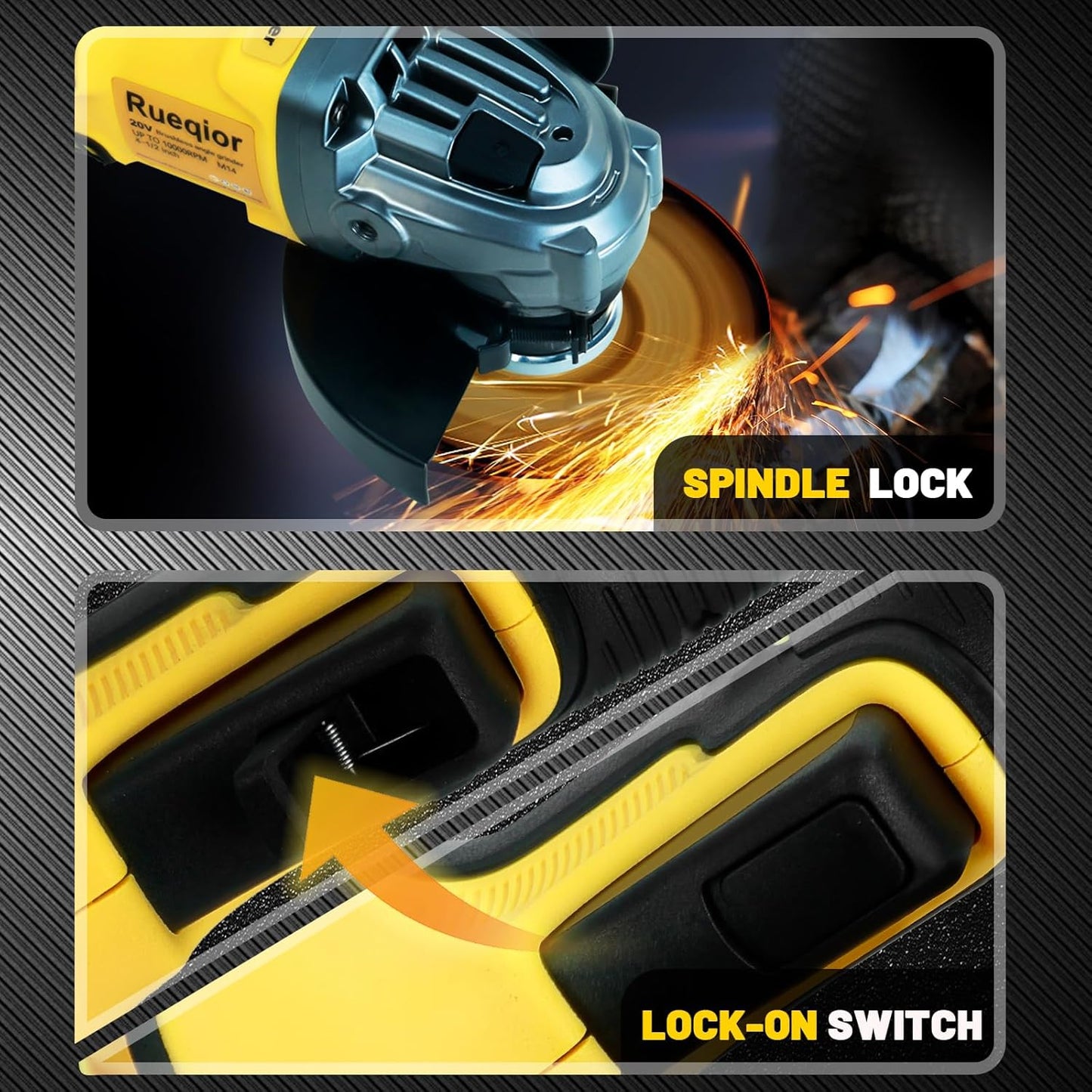 Cordless Angle Grinder, 4-1/2" Brushless 10000 RPM, 3-Speed, Compatible with DEWALT 20V MAX Battery (Tool Only)